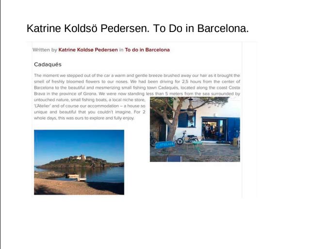 Katrine Koldsö Pedersen. To Do in Barcelona.